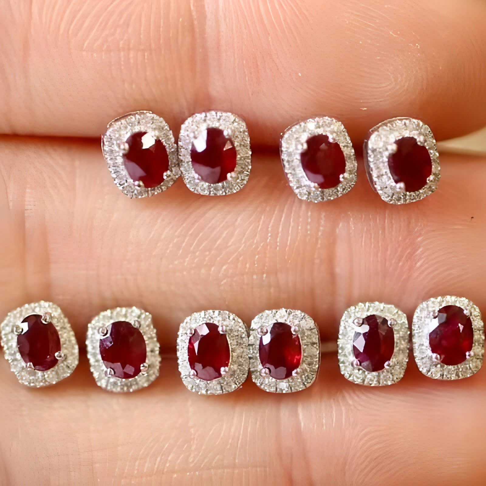 ❤️‍🔥 HF™ – Pigeon Ruby Studs | 18K Royal Edition