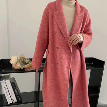 Water Ripple Cashmere Women's Long Reversible Coat – Luxury & Versatility