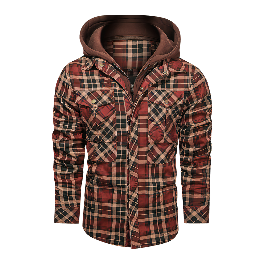 Men Long-sleeved Plaid Jacket