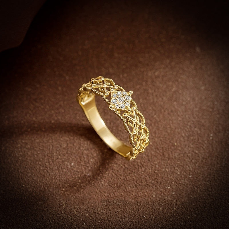 Pure 18K Jinrege Light Luxury Wide Version Fashion Ring – Timeless Elegance