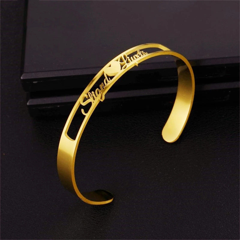 LuxeJewels™ – Custom Name Cuff Bracelet (Stainless Steel)
