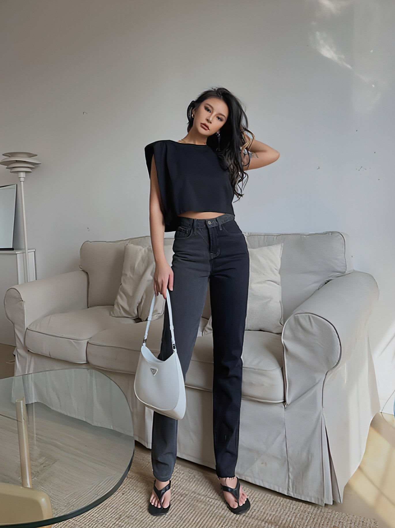 Jeans Look Thin Straight Trousers Women