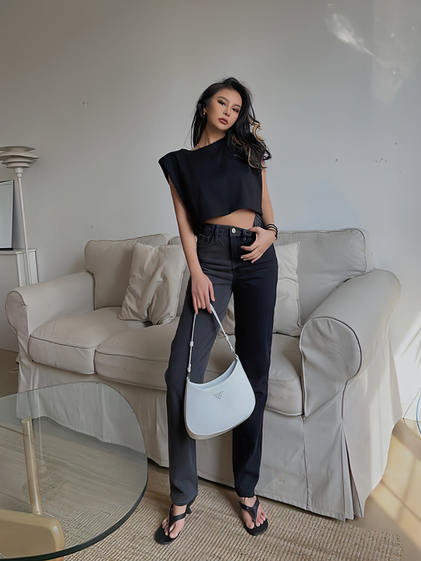Jeans Look Thin Straight Trousers Women
