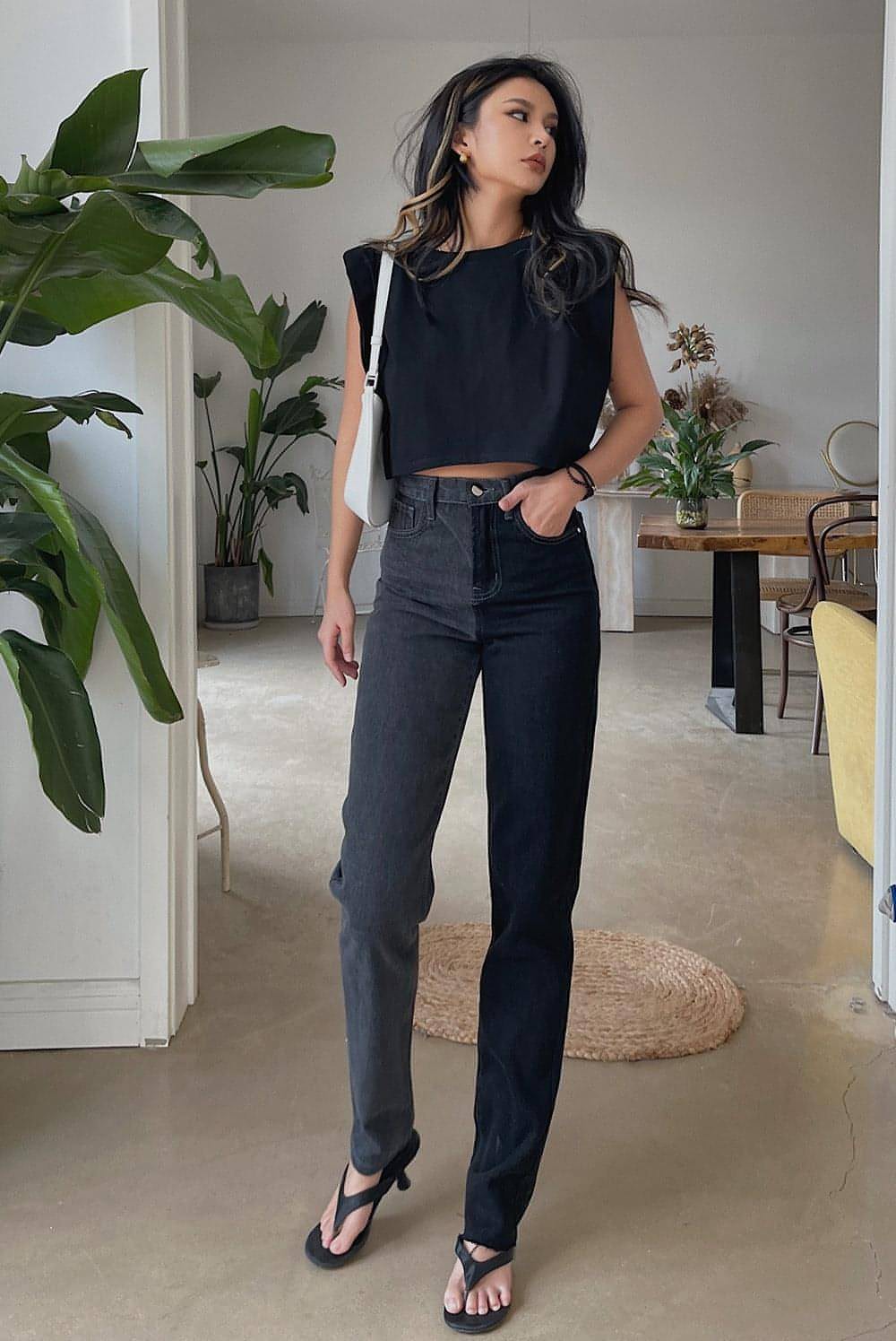 Jeans Look Thin Straight Trousers Women