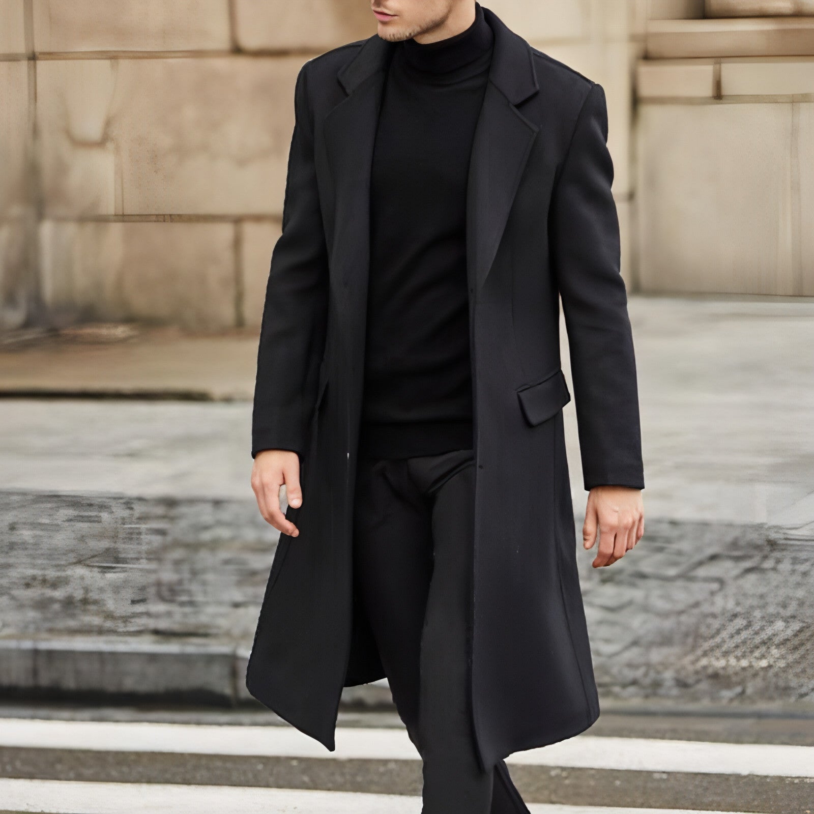 Men's Long Trench Coat Woolen Coat
