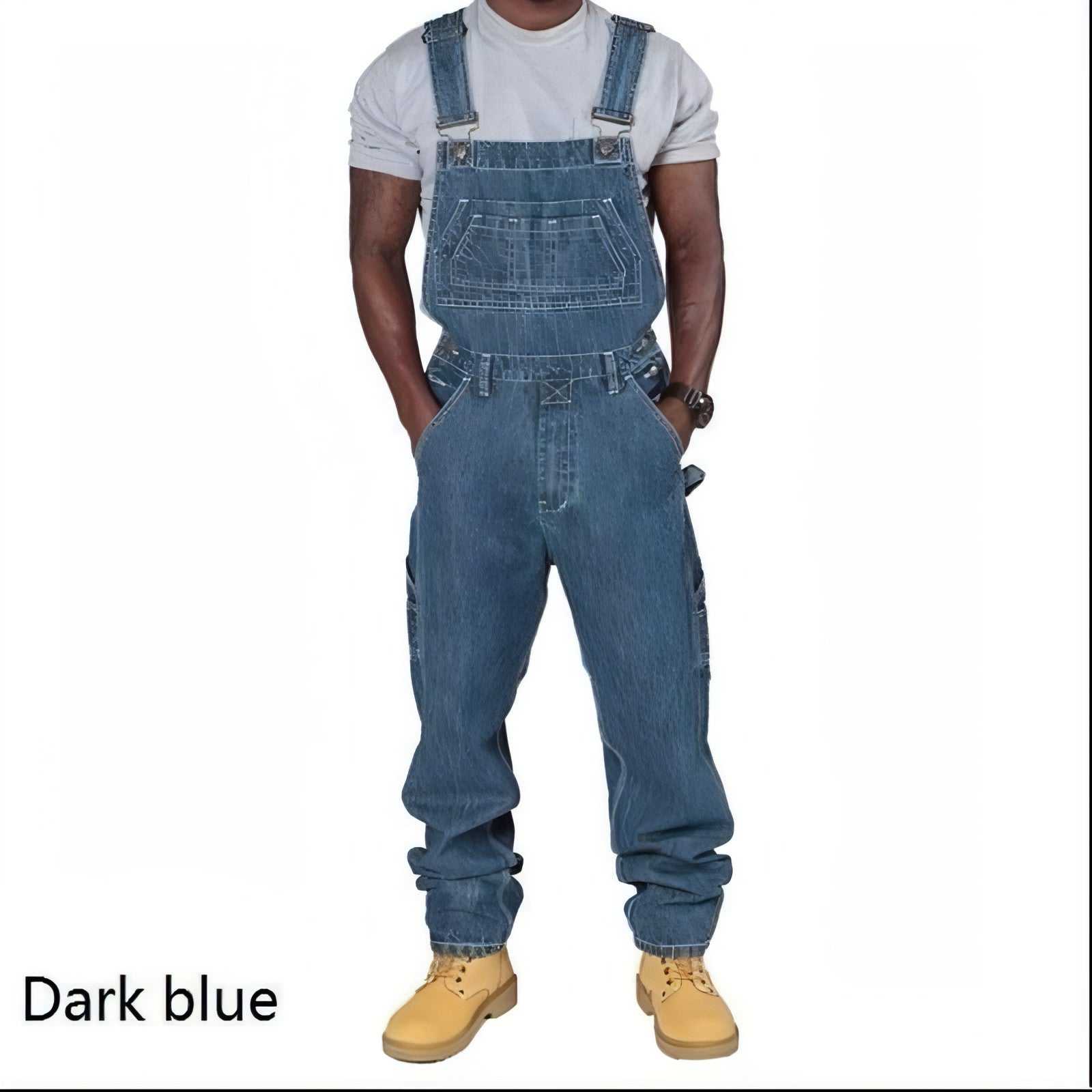 RuggedForm™ – Men's Loose-Fit Denim Utility Overalls