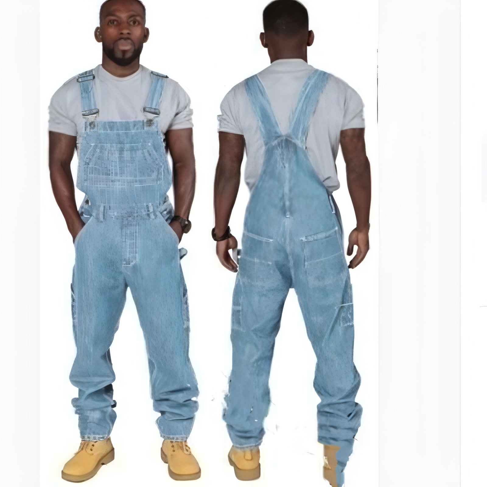RuggedForm™ – Men's Loose-Fit Denim Utility Overalls