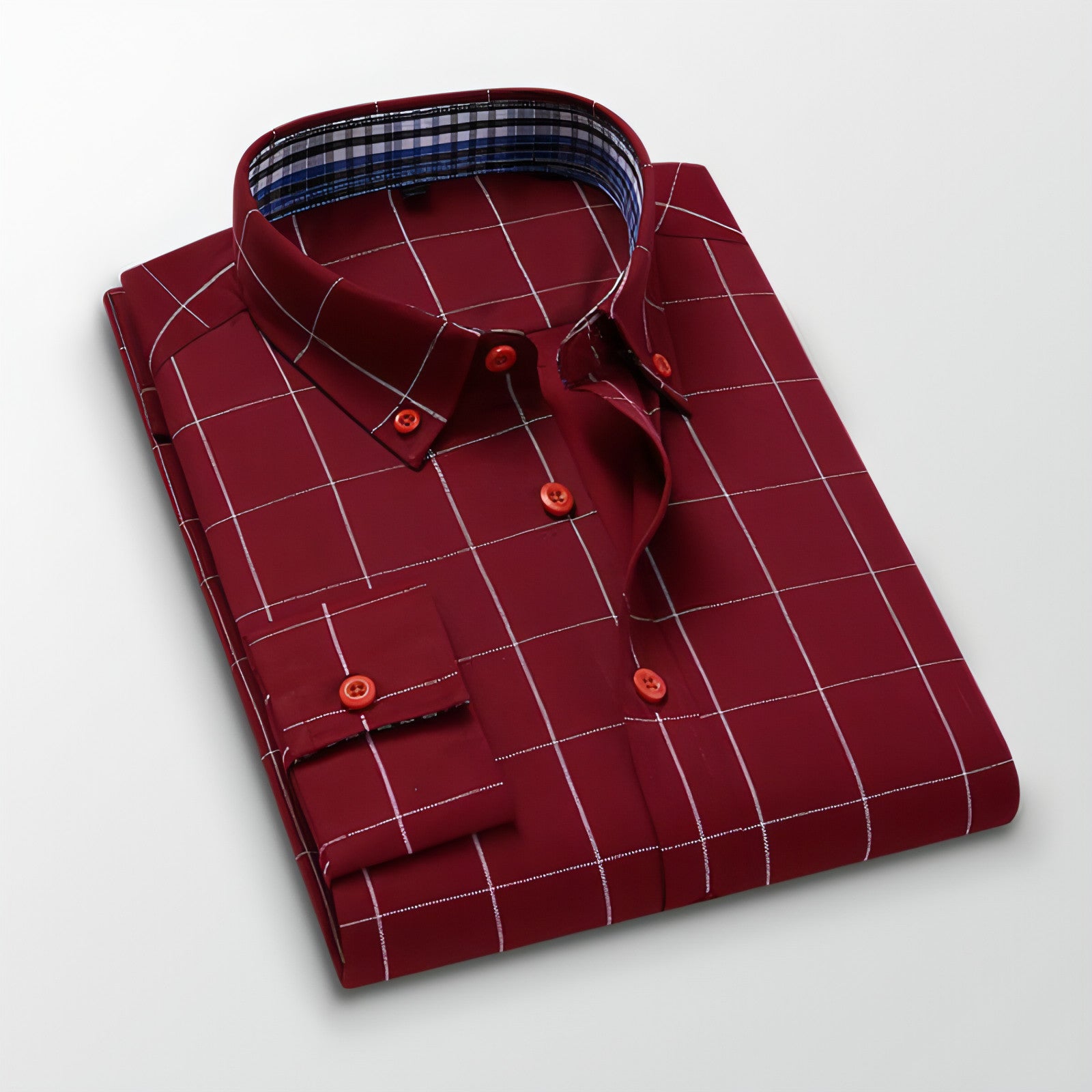 Fall Men's DressShirt Long Sleeve Casual Slim Fit