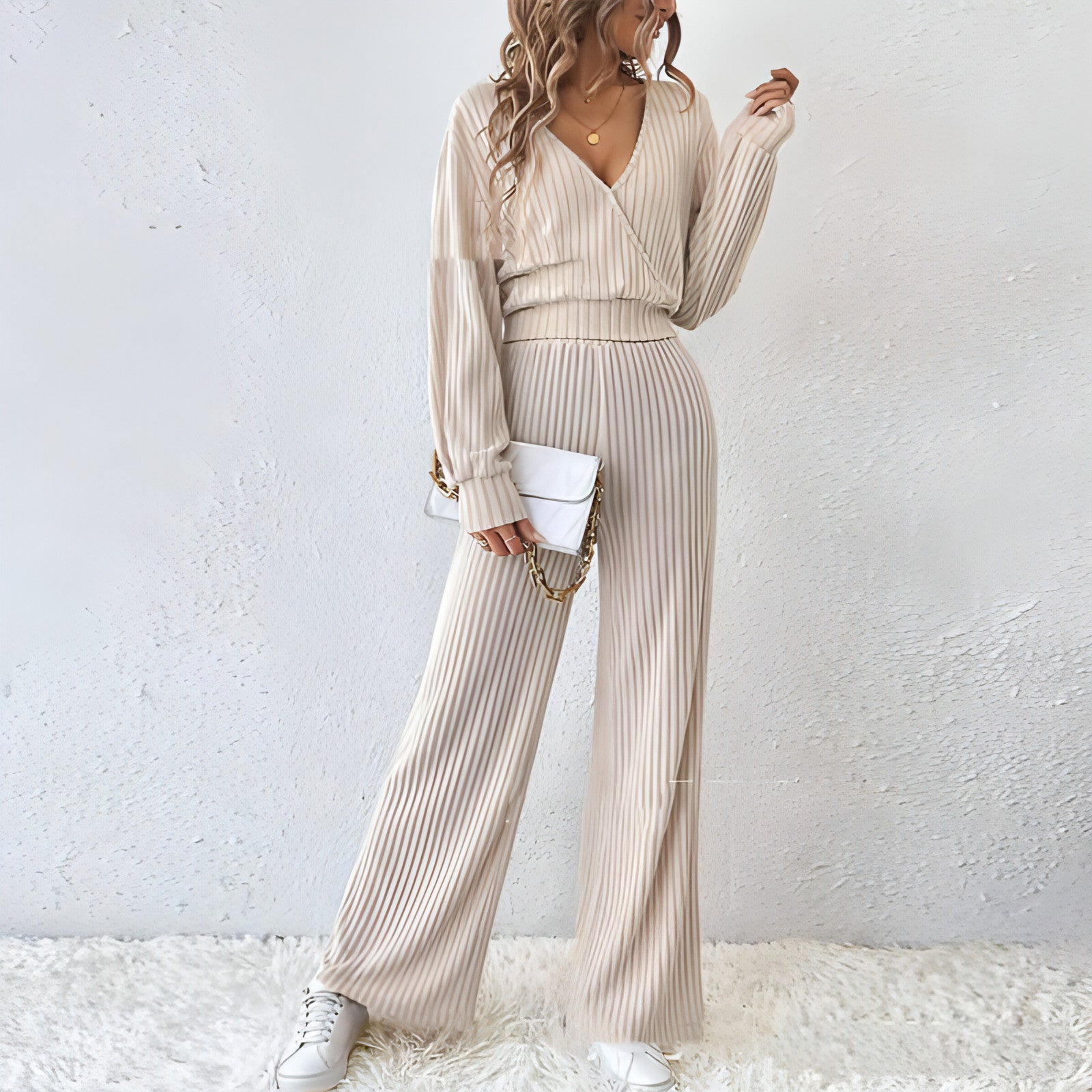 Long Sleeve Short Top Two-piece Set