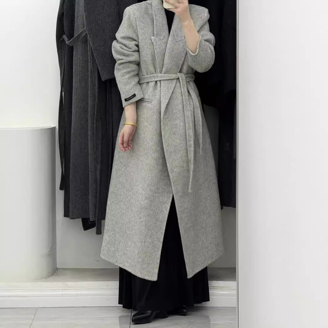 Angora Red Women's Loose Double-Sided Wool Overcoat – Elegant & Cozy