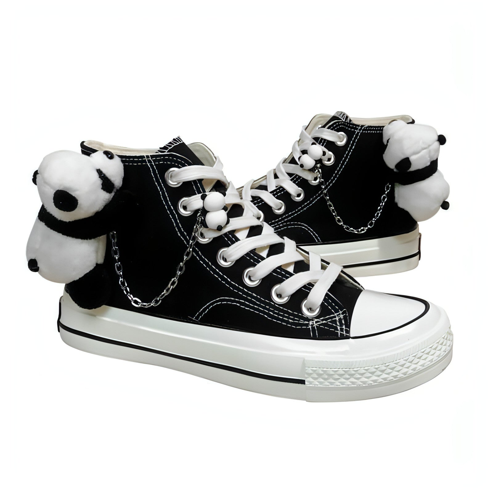PandaX™ – High Top Canvas Sneakers with Plush Panda