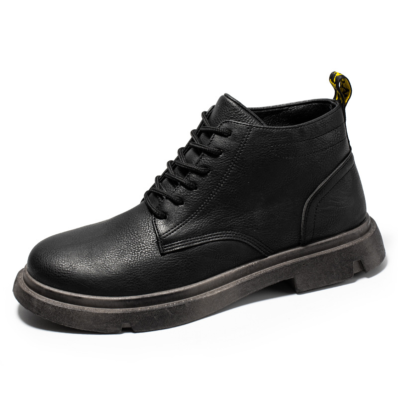 Men's Shoes High-top Sleeve Men's Leather Boots Cowhide British Retro Cashmere