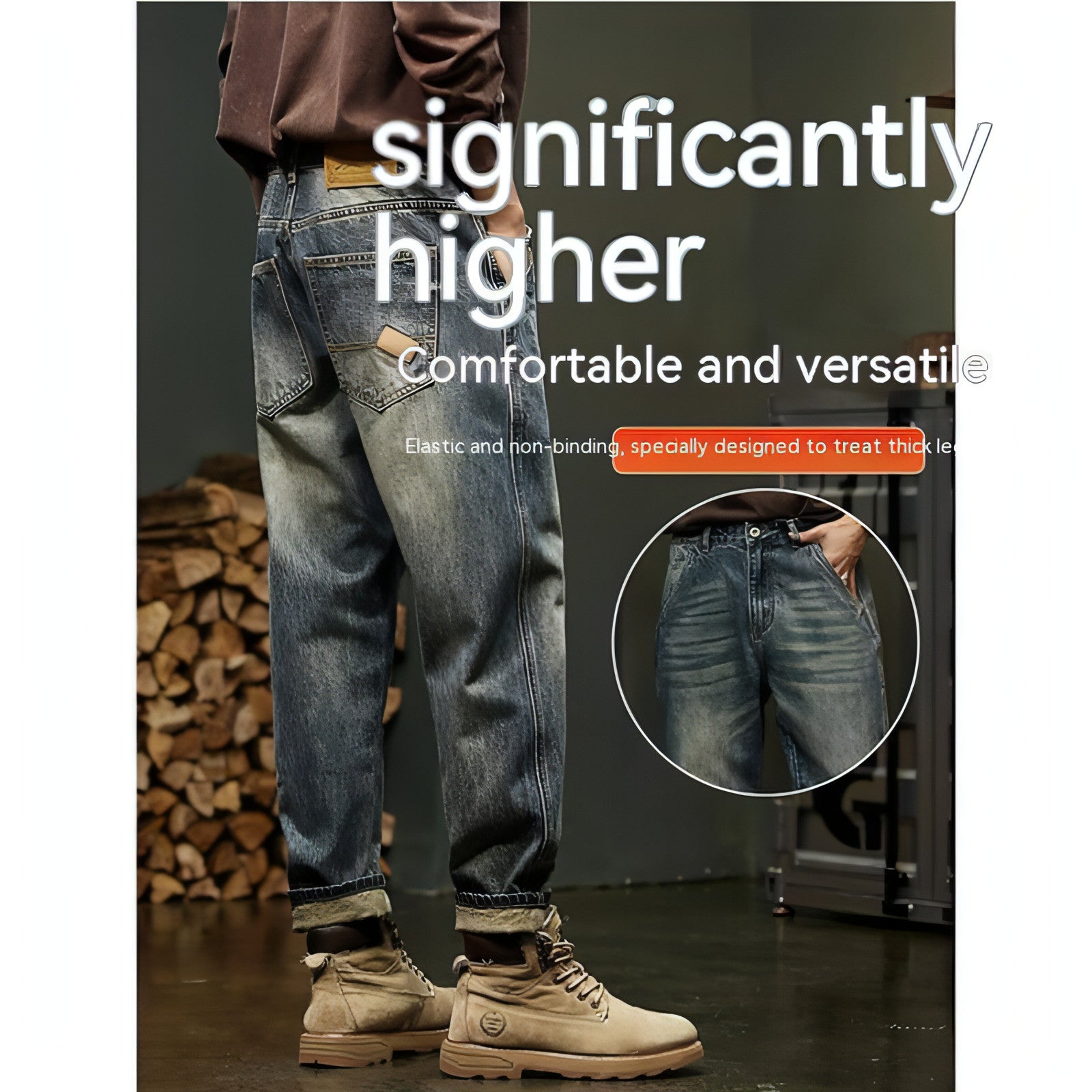 Men's Loose Straight Cargo Pants (Jeans)