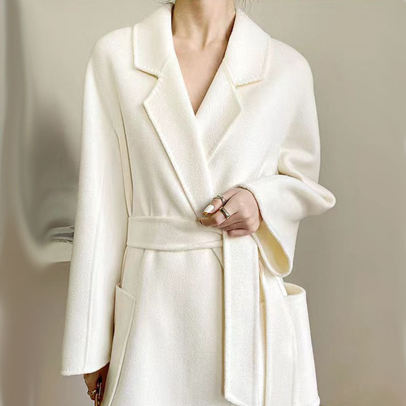 Women's Fashion Double-Sided Cashmere Water Ripple Coat – Luxury & Versatility