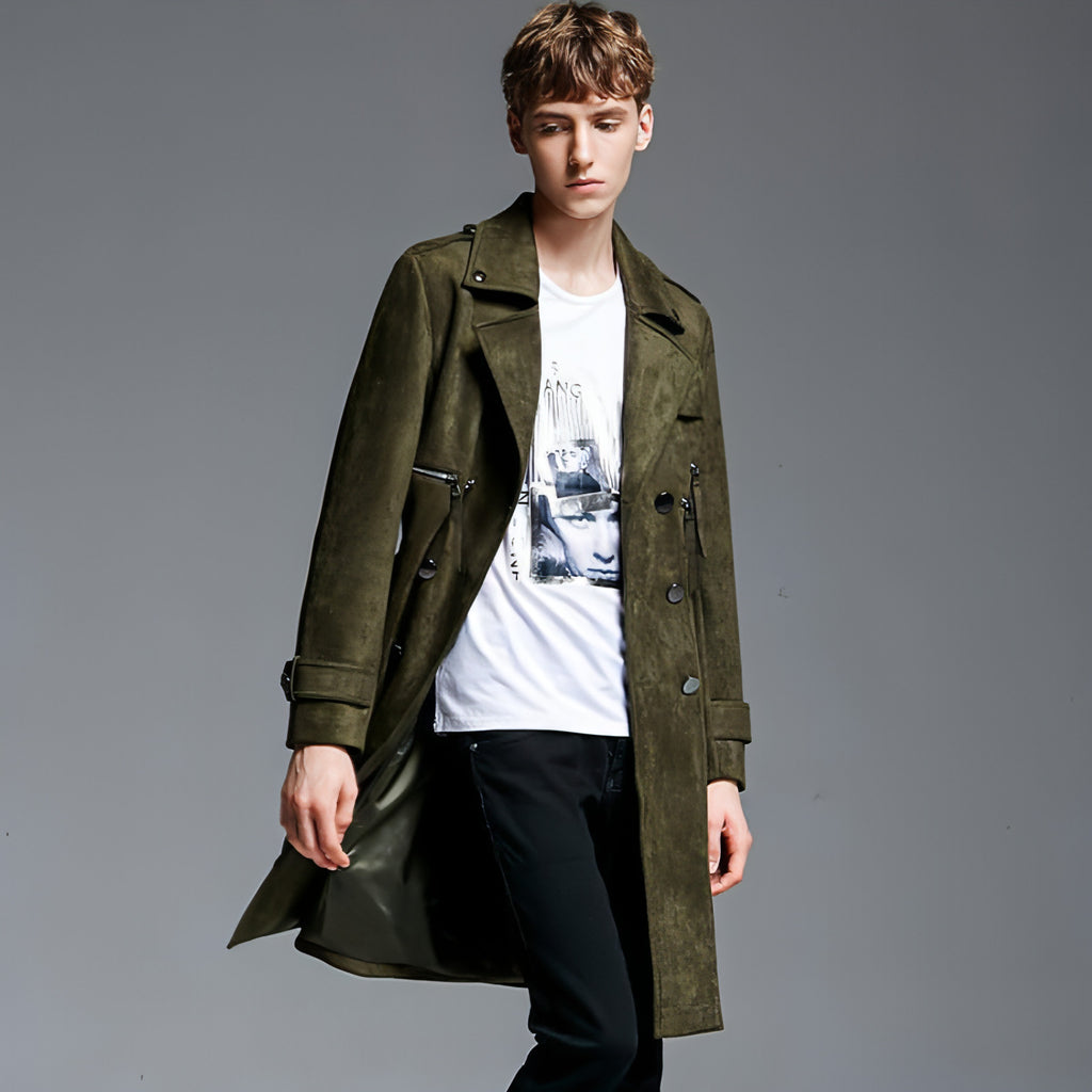 NordWool™ – Double-Breasted Suede Trench Coat