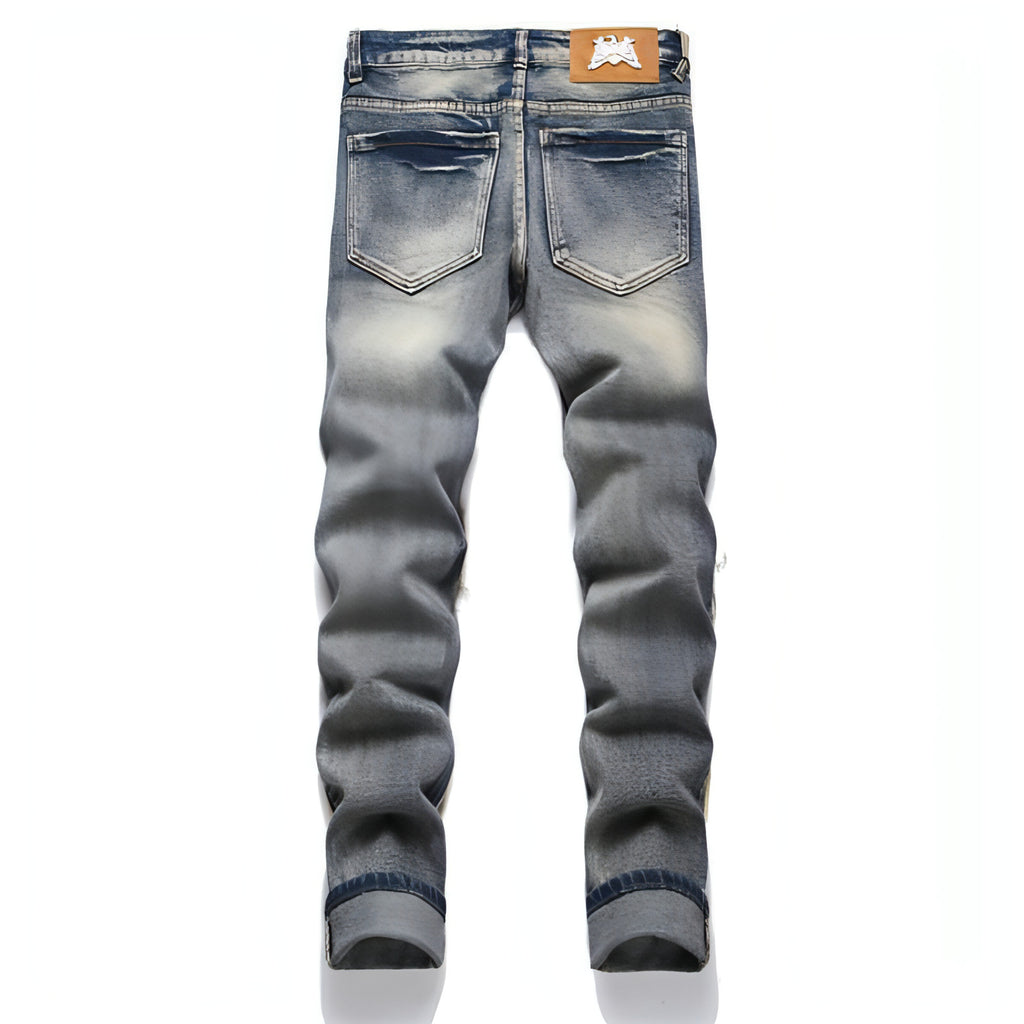 RawEdge™ – Distressed Patchwork Slim Jeans