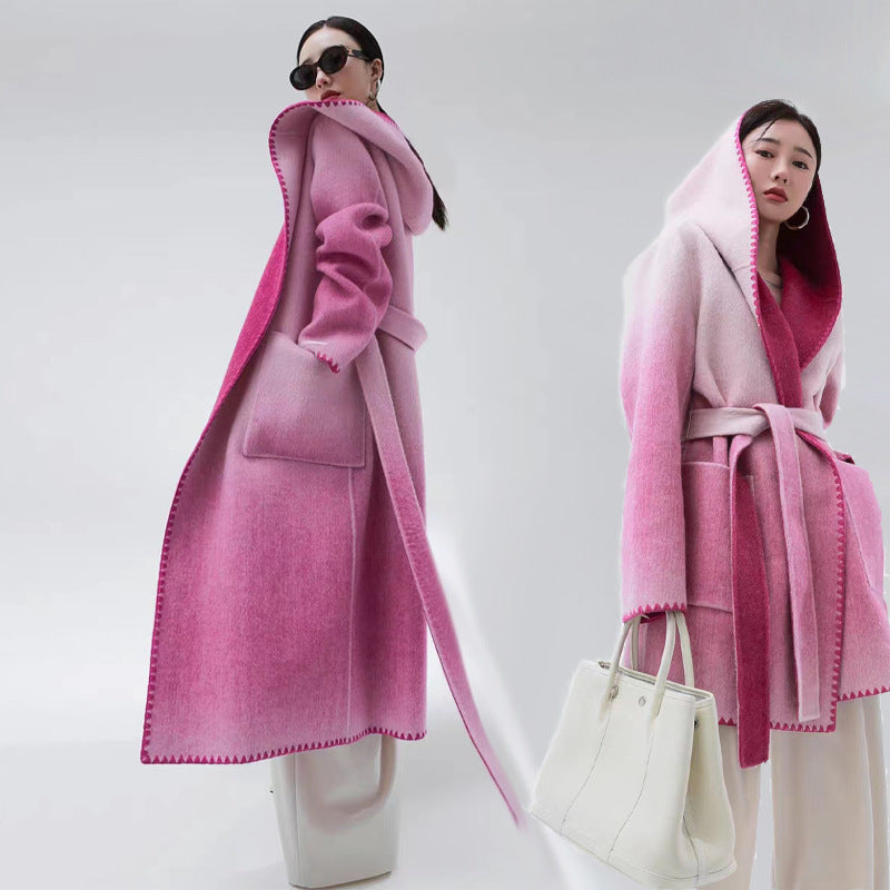 Women's Fashion Reversible Cashmere Coat – Luxury & Versatility