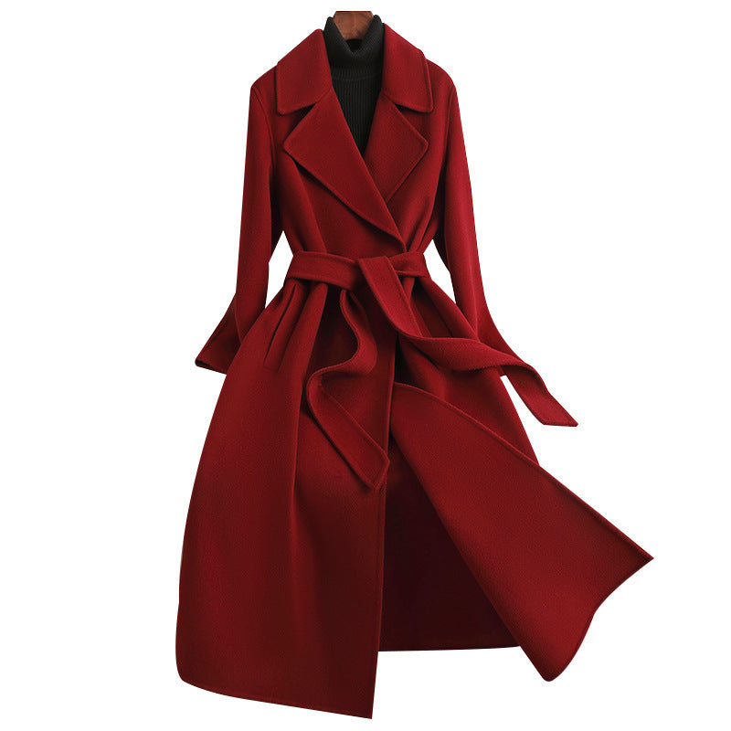 Autumn & Winter Temperament Korean Wool Coat for Women – Elegant & Slim Fit