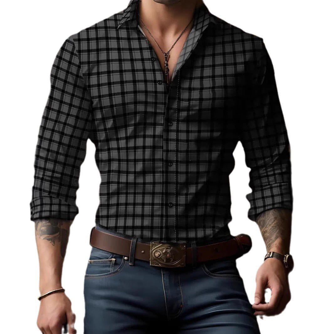Volkswagen Casual Men's Lattice Long-Sleeve Shirt – Breathable & Versatile