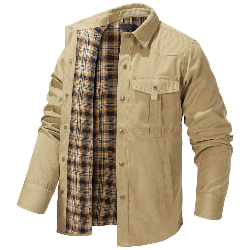 A.1 Lapel Plaid Flannel Casual Retro Western Style Jacket Men