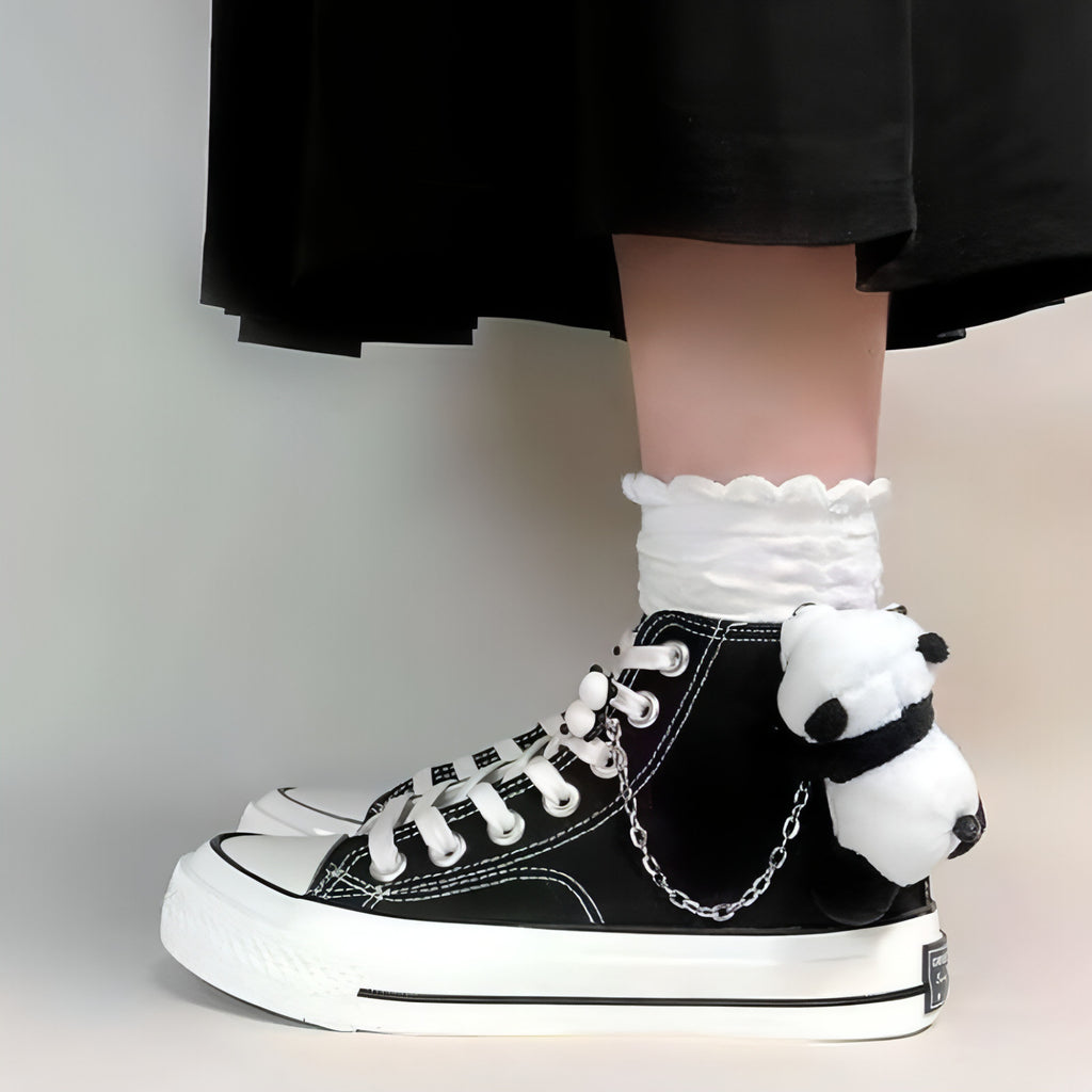 PandaX™ – High Top Canvas Sneakers with Plush Panda