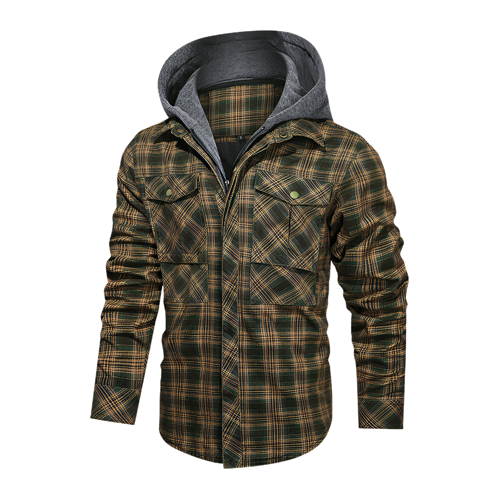 Men Long-sleeved Plaid Jacket