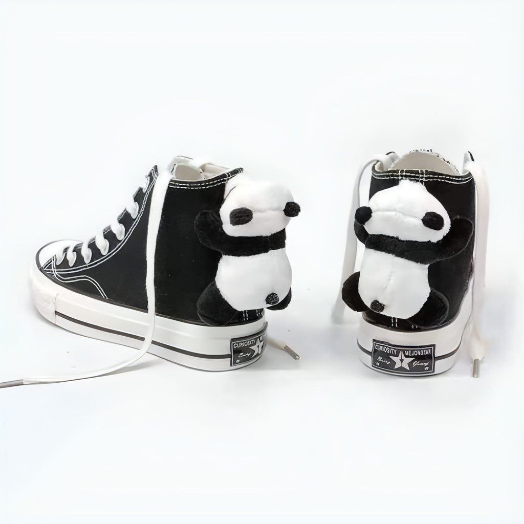PandaX™ – High Top Canvas Sneakers with Plush Panda