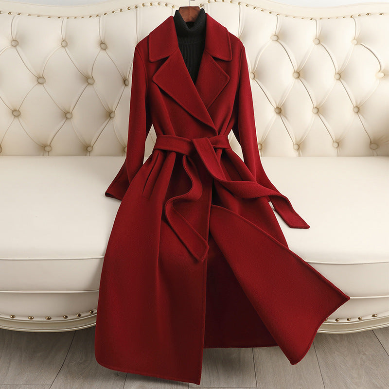 Autumn & Winter Temperament Korean Wool Coat for Women – Elegant & Slim Fit