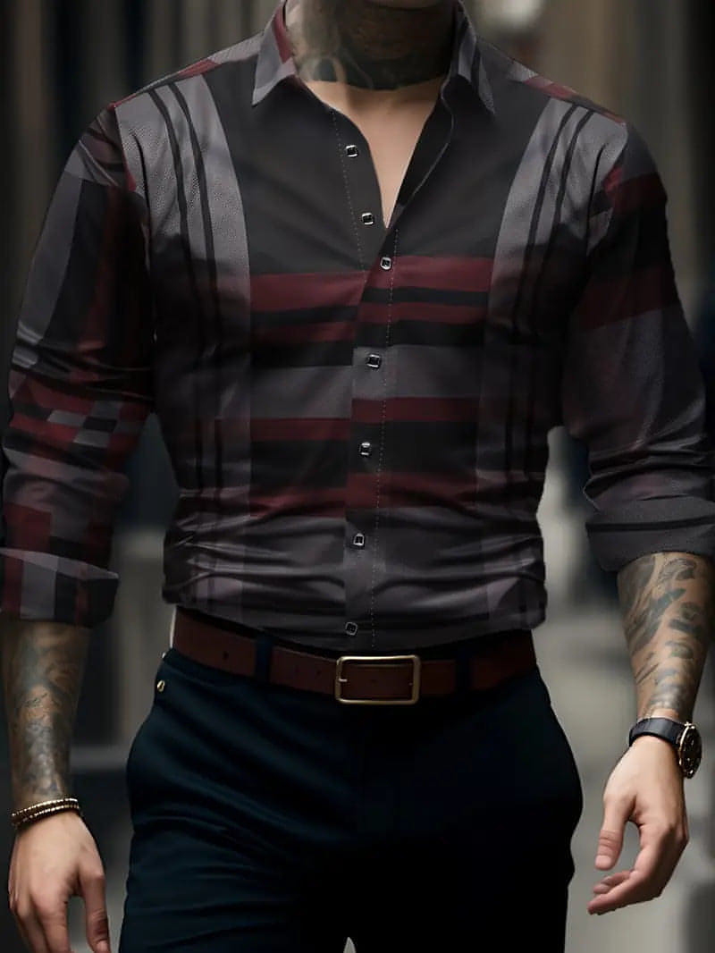Volkswagen Casual Men's Lattice Long-Sleeve Shirt – Breathable & Versatile