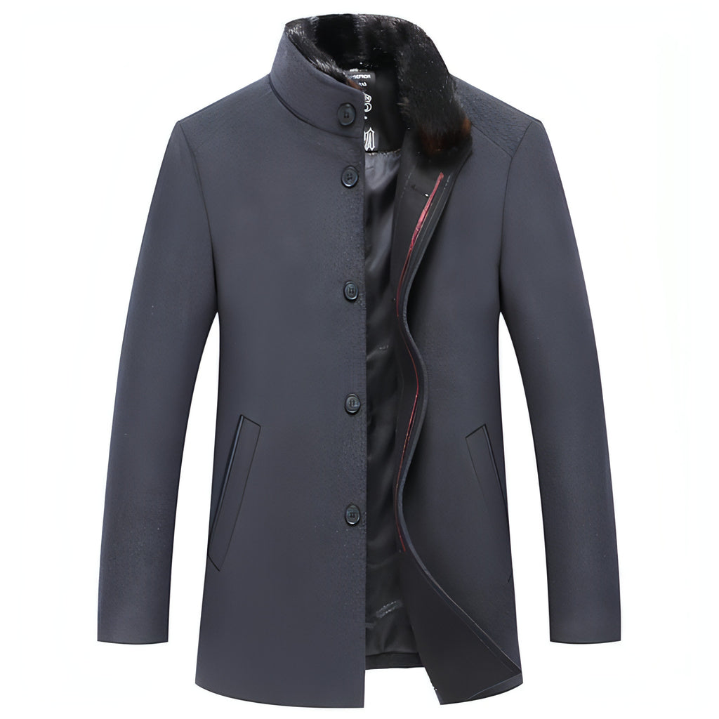 NordWool™ – Minimalist Stand Collar Wool Coat