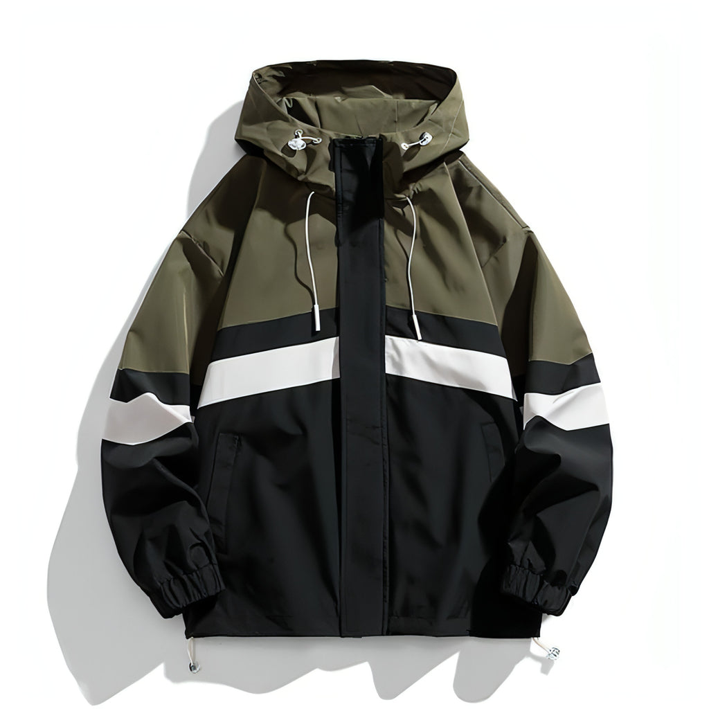 Men's Colorblock Hooded Loose Jacket Coat