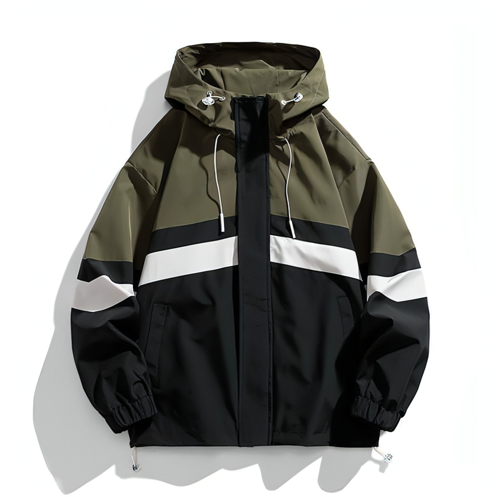 Men's Colorblock Hooded Loose Jacket Coat
