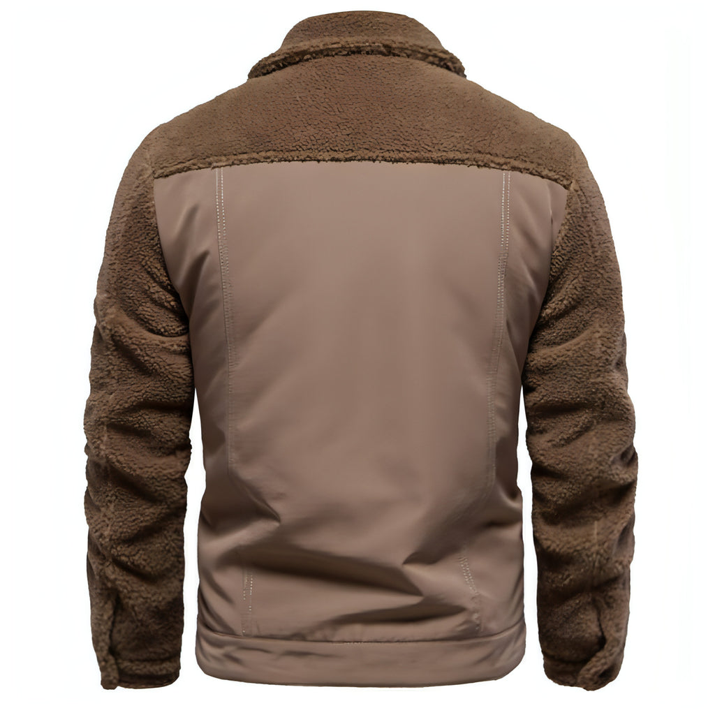 Men's New Jacket Fashion Casual Patchwork Lamb Wool Coat