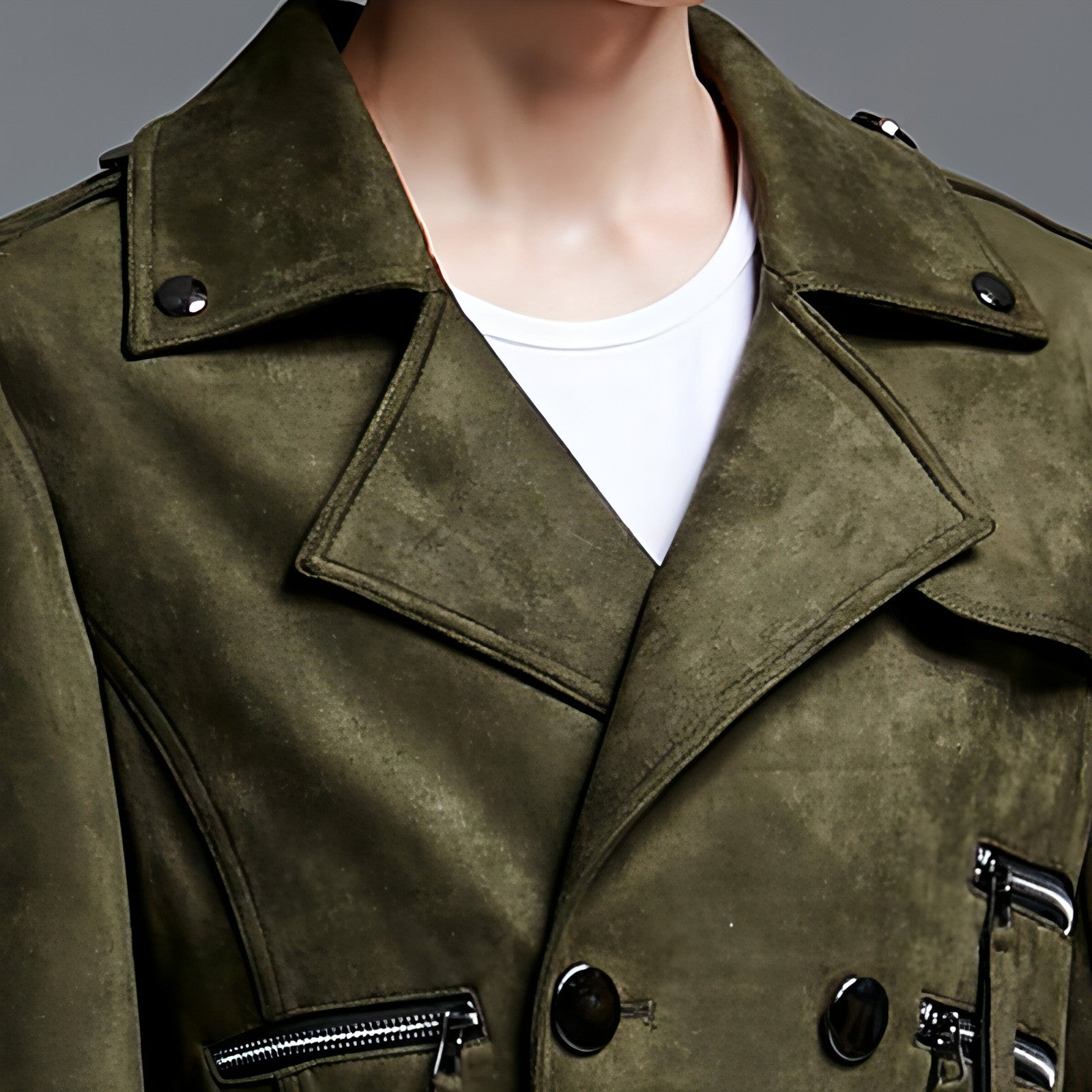 NordWool™ – Double-Breasted Suede Trench Coat