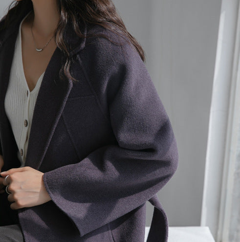 Autumn & Winter Temperament Korean Wool Coat for Women – Elegant & Slim Fit