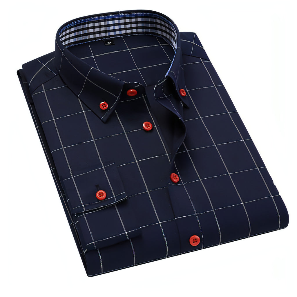 Fall Men's DressShirt Long Sleeve Casual Slim Fit