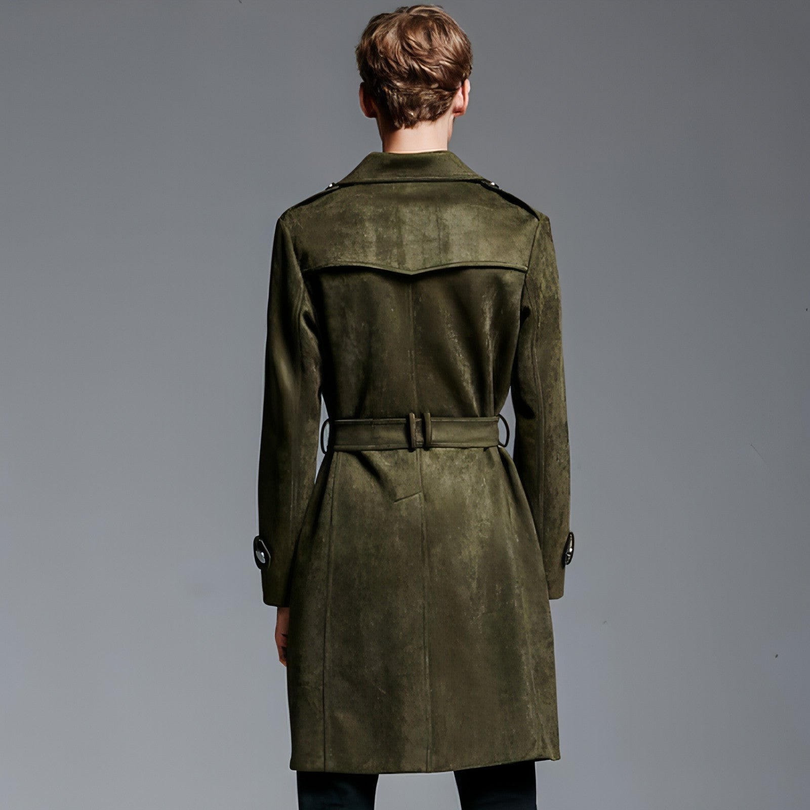 NordWool™ – Double-Breasted Suede Trench Coat