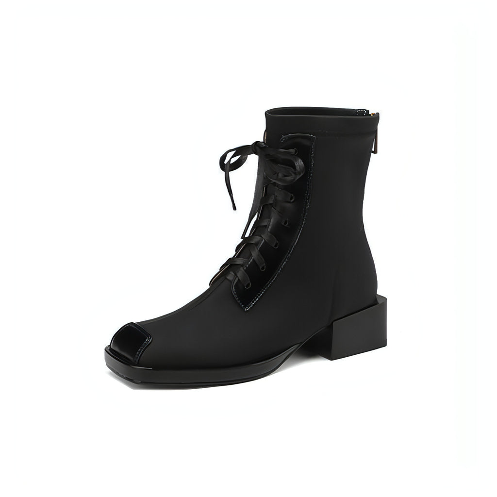 Women's Vintage Short Lace-up Skinny Stretch  Boots