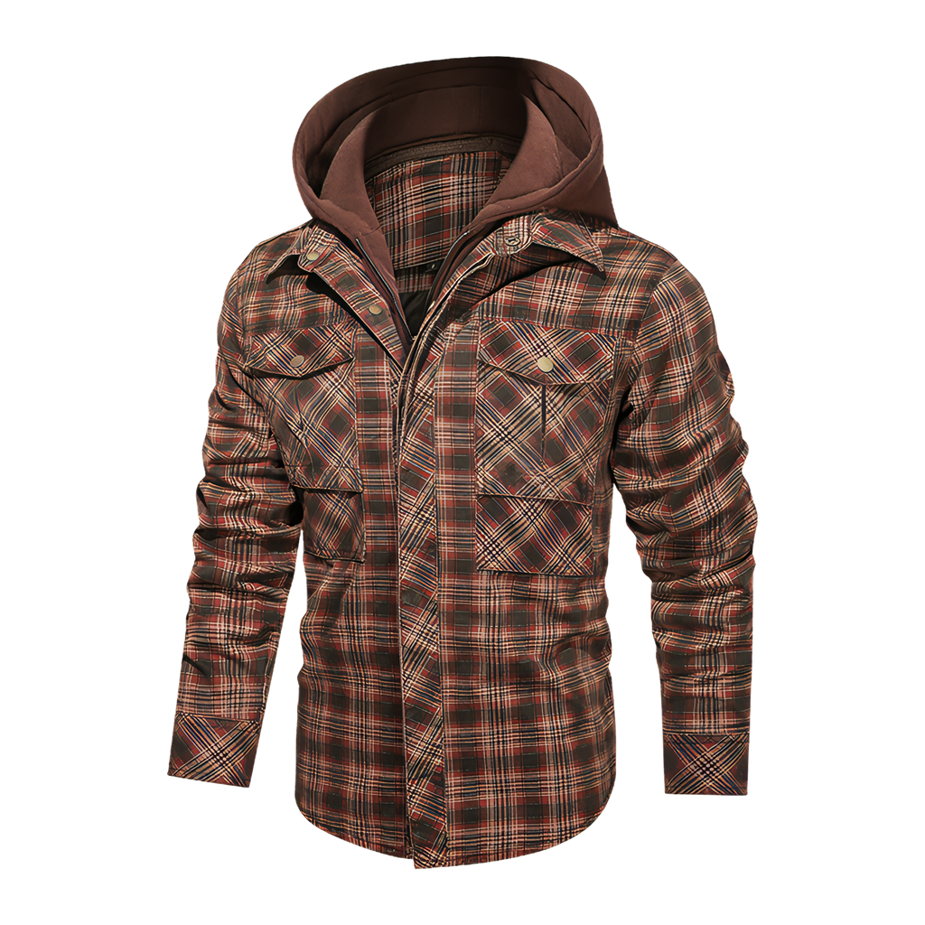 Men Long-sleeved Plaid Jacket