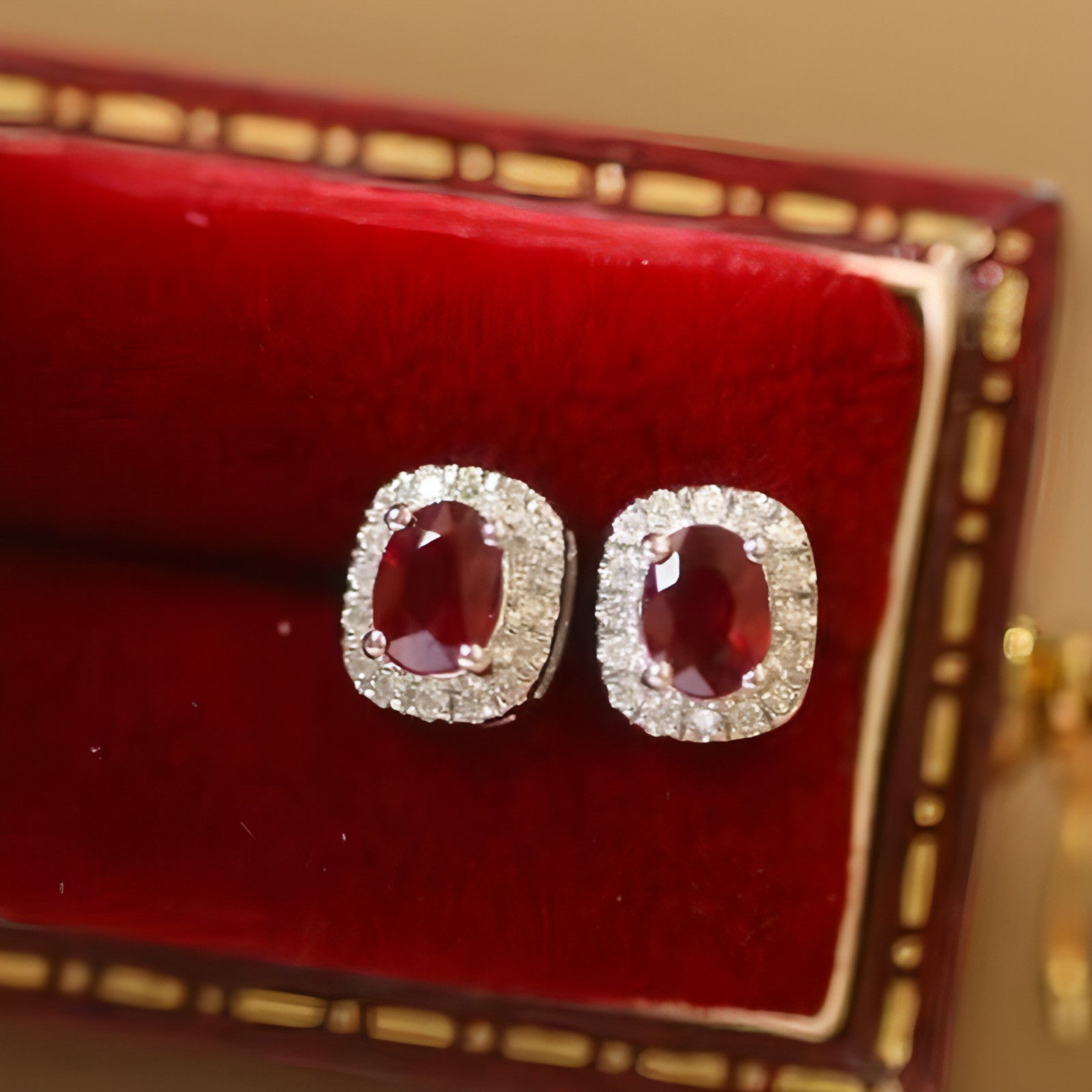 ❤️‍🔥 HF™ – Pigeon Ruby Studs | 18K Royal Edition