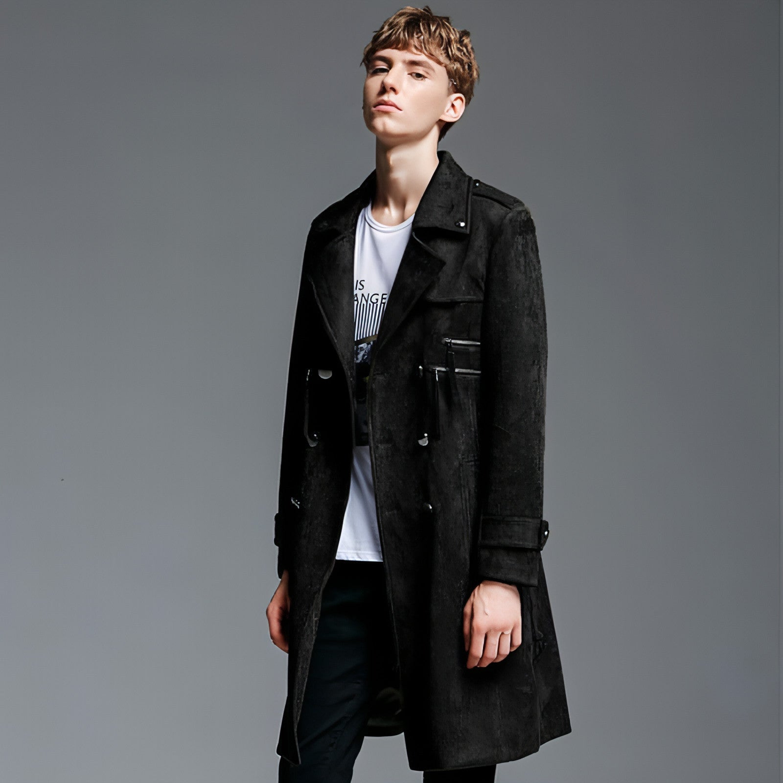 NordWool™ – Double-Breasted Suede Trench Coat