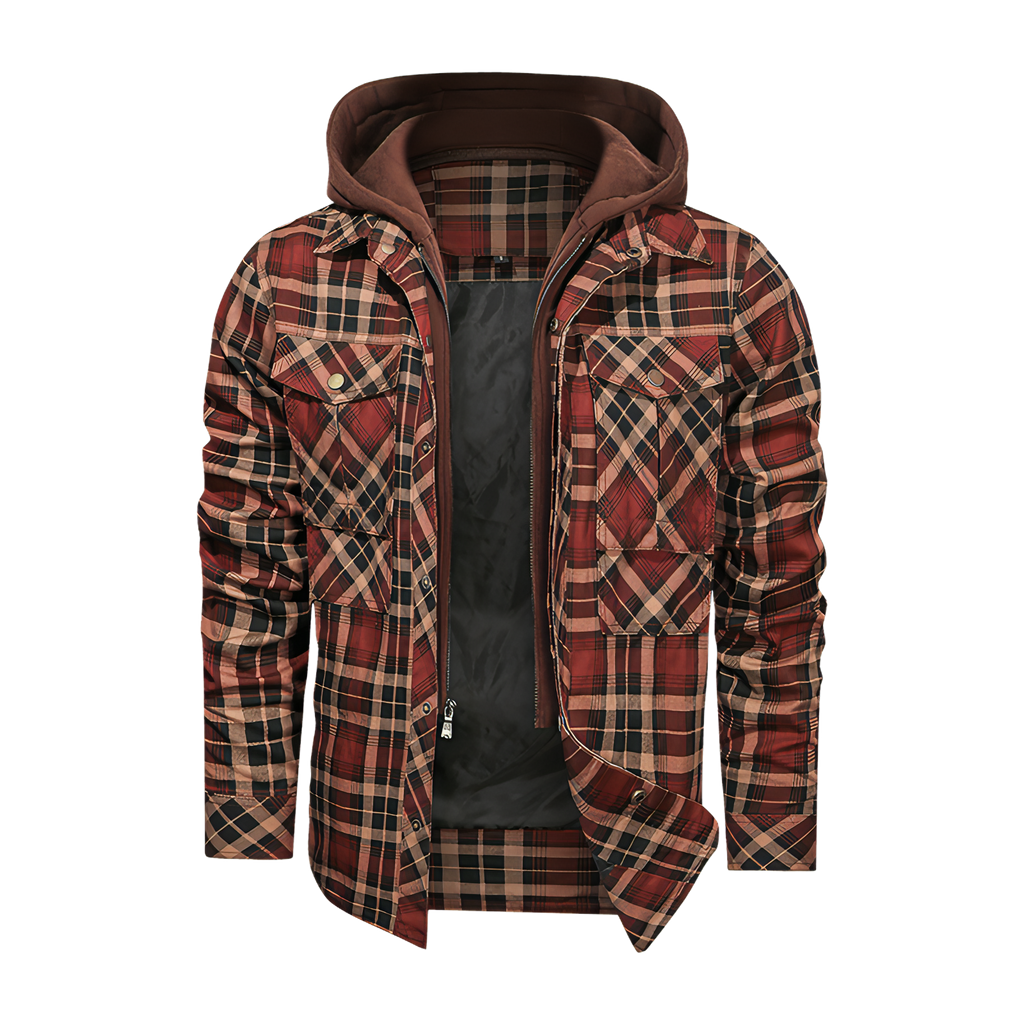 Men Long-sleeved Plaid Jacket