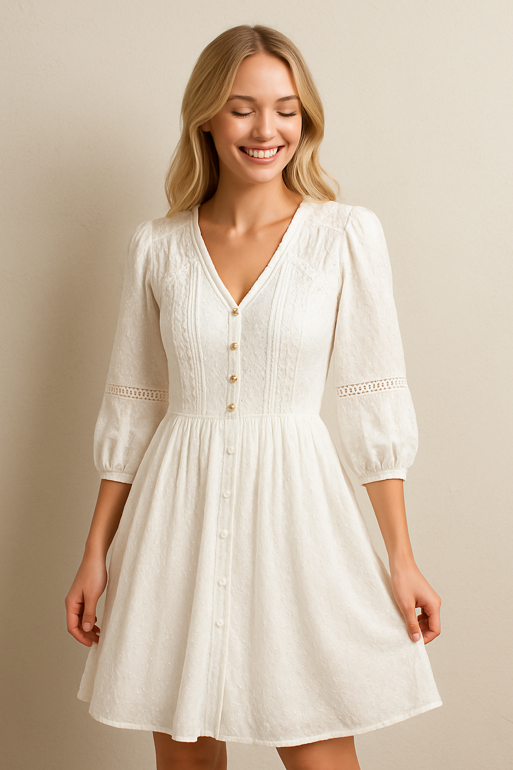 Women's Long Sleeved Jacquard Lace Dress