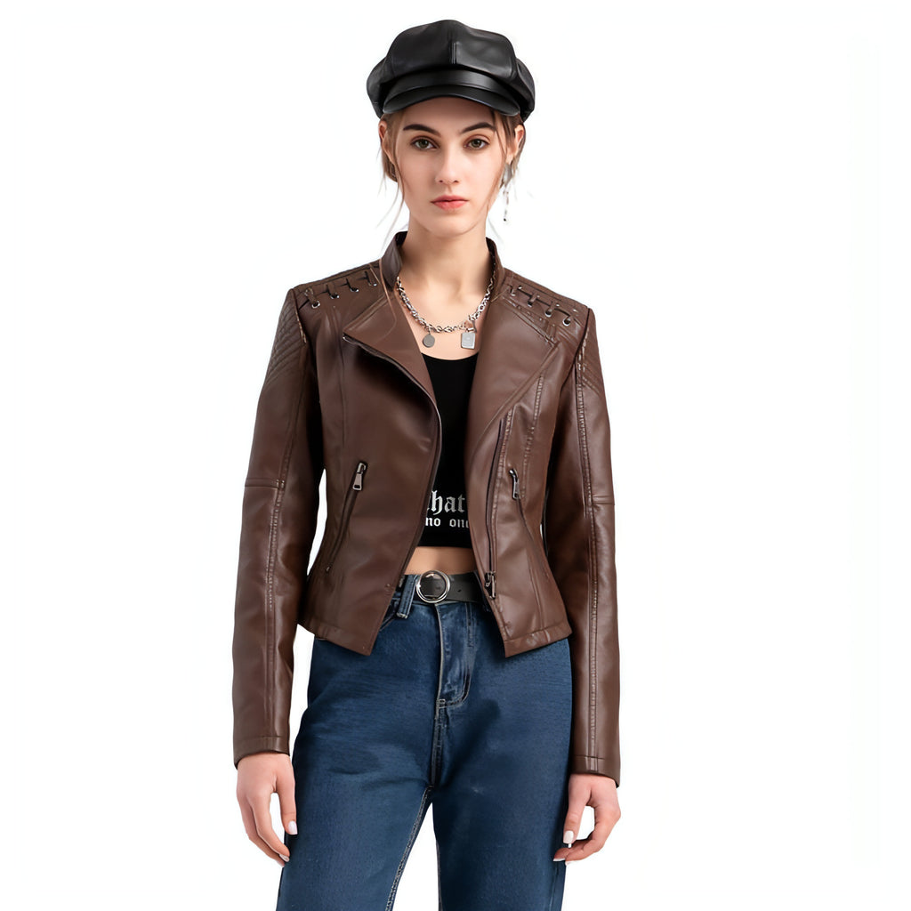 UrbanMuse™ – Faux Leather Chic Rider Jacket