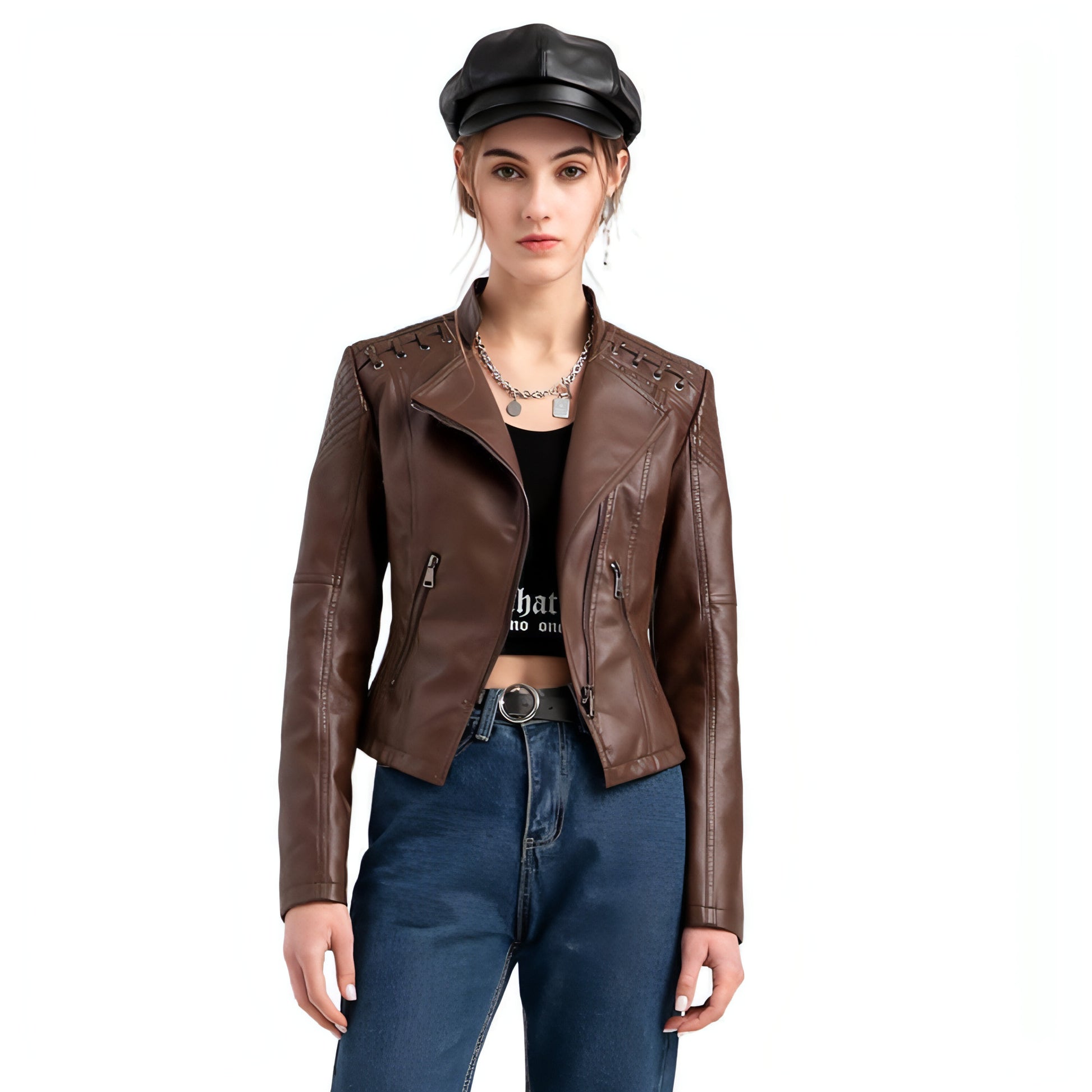 UrbanMuse™ – Faux Leather Chic Rider Jacket