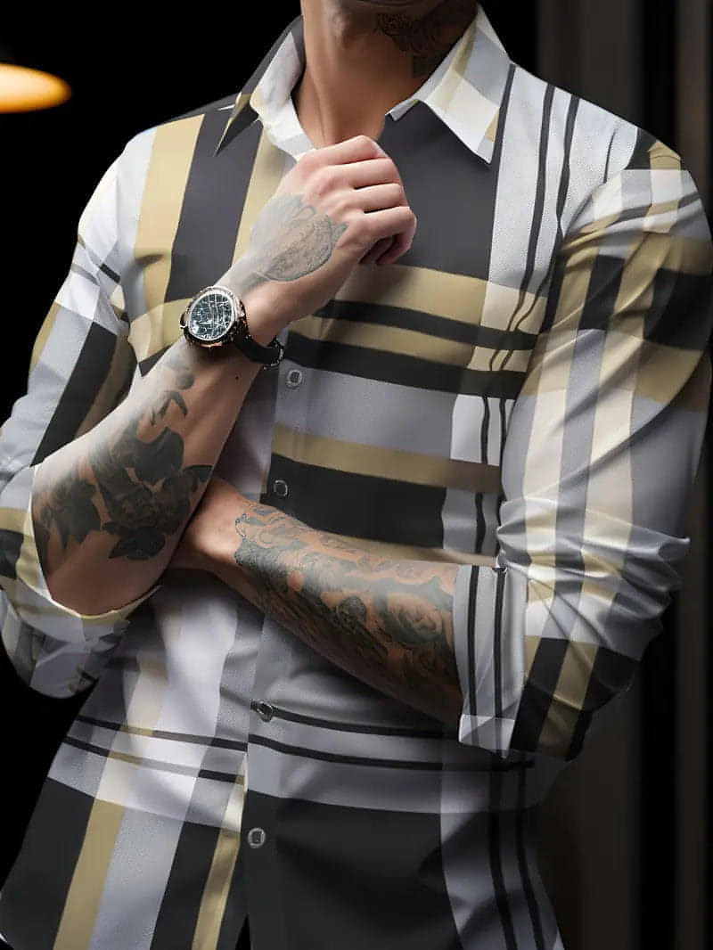 Volkswagen Casual Men's Lattice Long-Sleeve Shirt – Breathable & Versatile