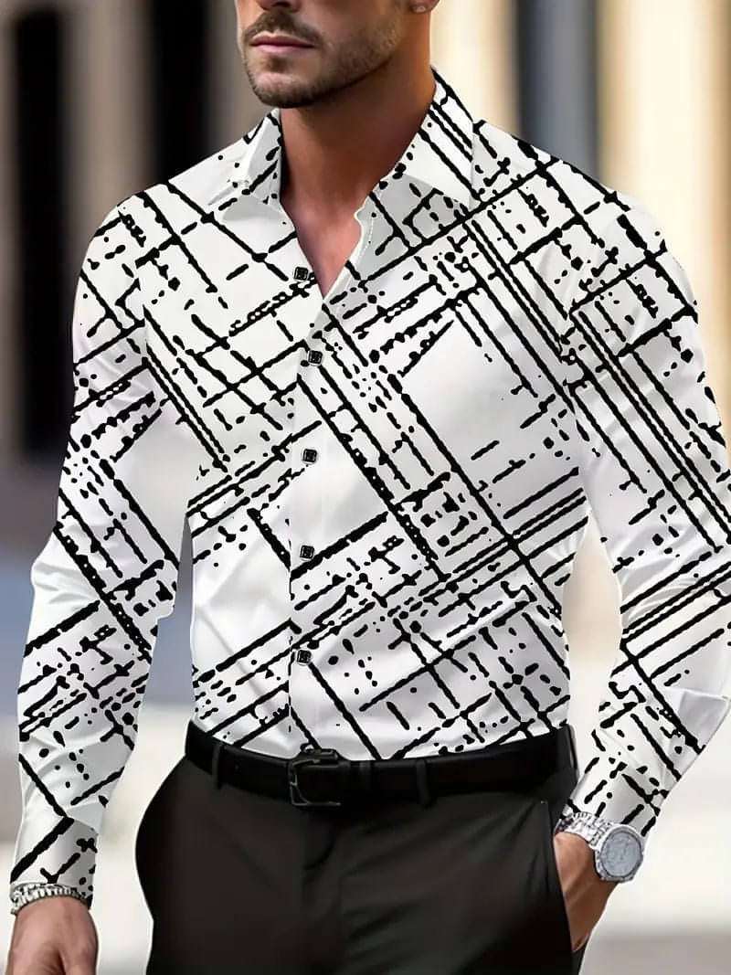 Volkswagen Casual Men's Lattice Long-Sleeve Shirt – Breathable & Versatile