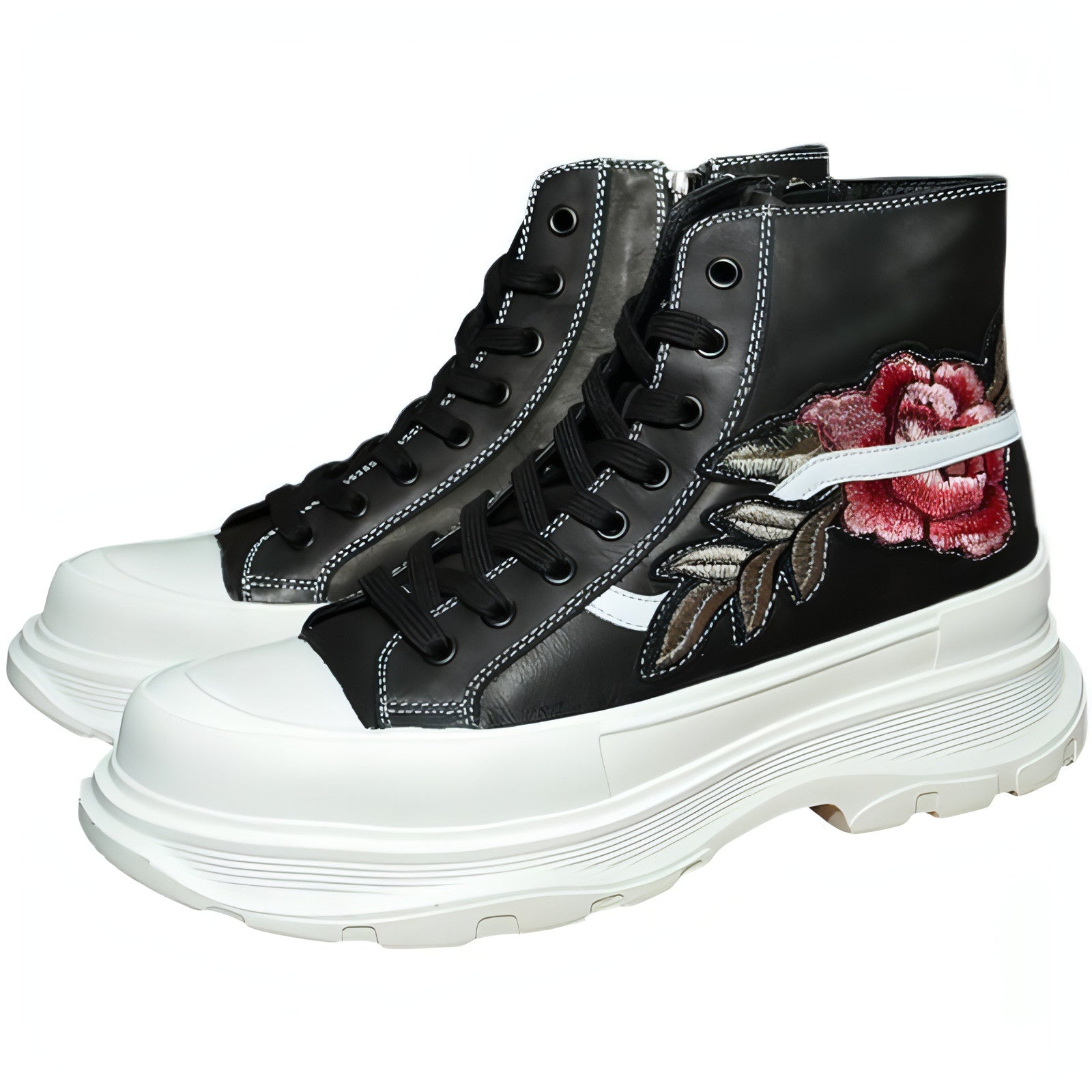 UrbanReign™ – Embroidered Leather High-Tops