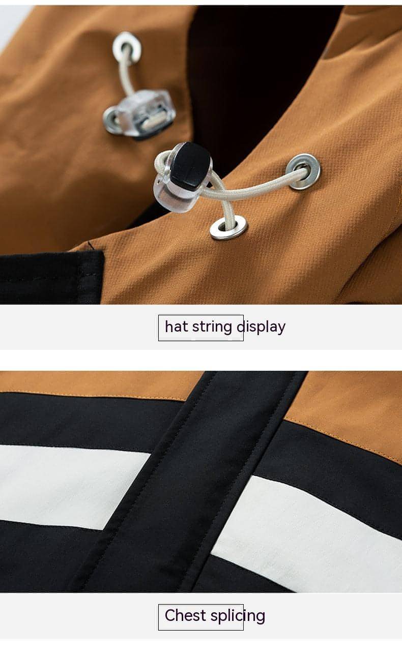 Men's Colorblock Hooded Loose Jacket Coat