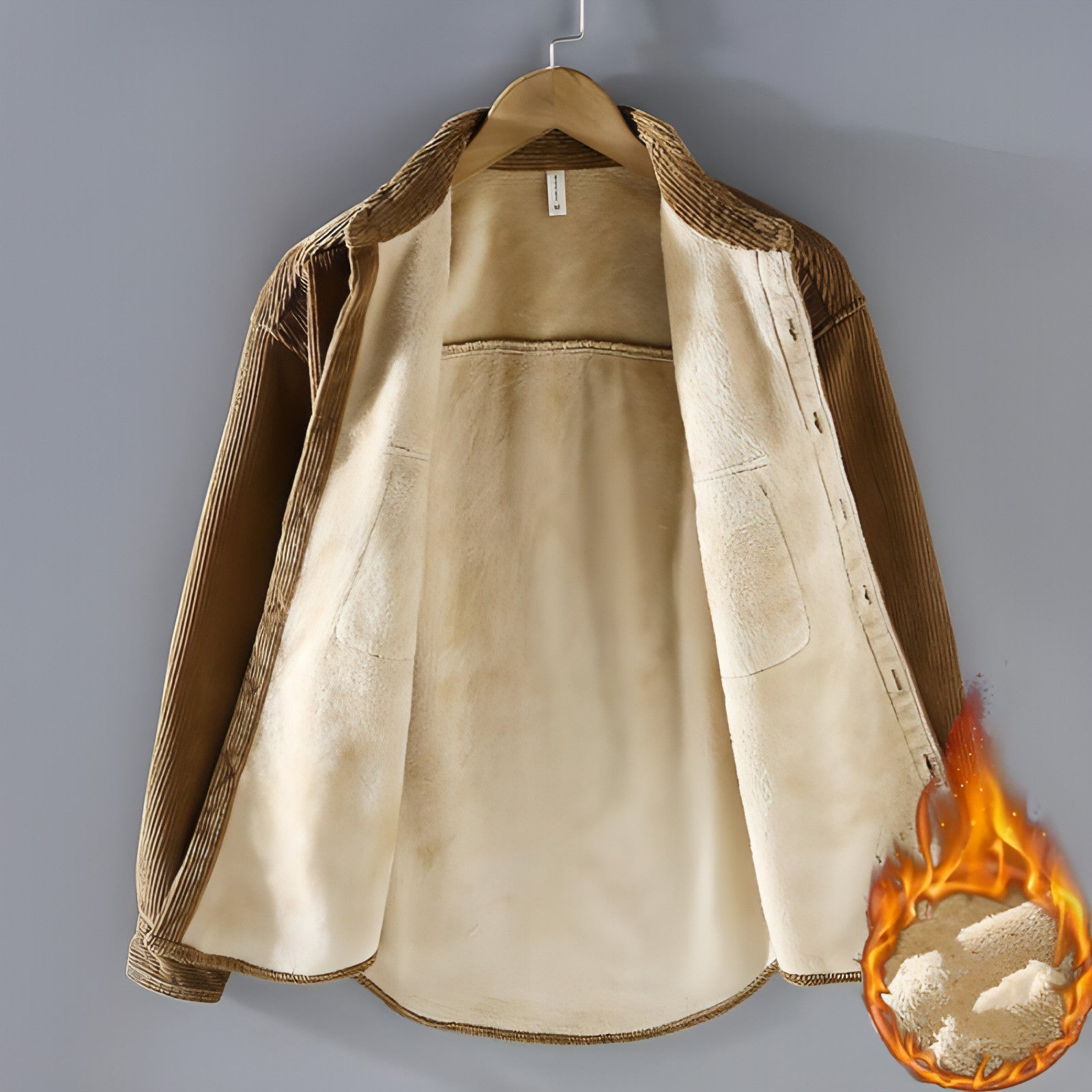 A.1 Men's Fleece Lined Padded Warm Keeping Casual Coat Shirt